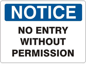 Notice No Entry Without Permission Signs | N-4719