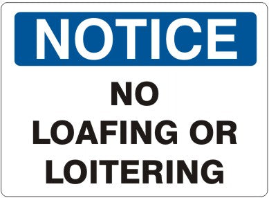 Notice No Loafing Or Loitering Signs | N-4729