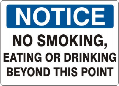 Notice No Smoking Eating Or Drinking Beyond This Point Signs | N-4732
