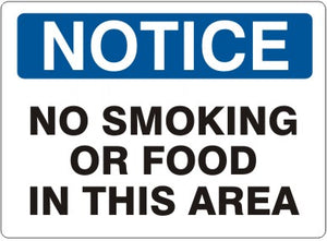 Notice No Smoking Or Food In This Area Signs | N-4734