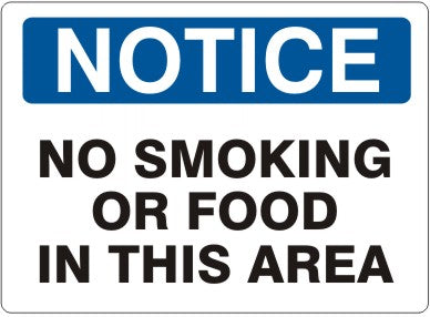 Notice No Smoking Or Food In This Area Signs | N-4734