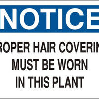 Notice Proper Hair Covering Must Be Worn In This Plant Signs | N-6022
