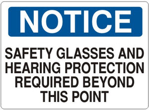 Notice Safety Glasses And Hearing Protection Required Beyond This Point Signs | N-7103