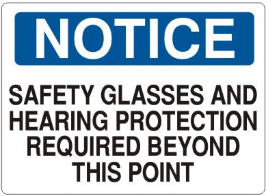 Notice Safety Glasses And Hearing Protection Required Beyond This Point Signs | N-7103
