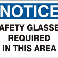 Notice Safety Glasses Required In This Area Signs | N-7107