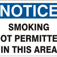Notice Smoking Not Permitted In This Area Signs | N-7114