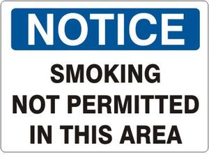 Notice Smoking Not Permitted In This Area Signs | N-7114