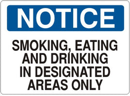 Notice Smoking Eating And Drinking In Designated Areas Only Signs | N-7116