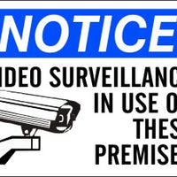 Notice Video Surveillance In Use On These Premises Signs | N-9651