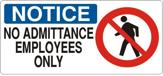 Notice No Admittance Employees Only Signs | NP-4704