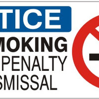 Notice No Smoking Under Penalty Of Dismissal Signs | NP-4736