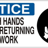 Notice Wash Hands Before Returning To Work Signs | NP-8624
