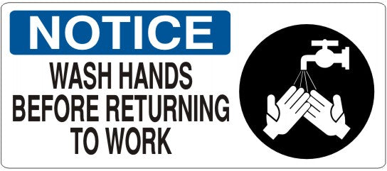 Notice Wash Hands Before Returning To Work Signs | NP-8624