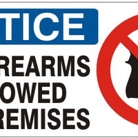 Notice No Firearms Allowed On Premises Signs | NP-8626