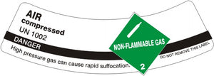 Air Compressed UN 1002 With Class 2 Non Flammable Gas Cylinder Labels | CSL-12