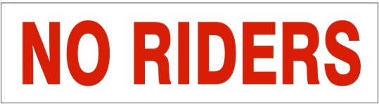 No Riders Press-On Decal | PD-4848