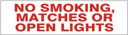 No Smoking Matches Or Open Lights Press-On Decal | PD-4897