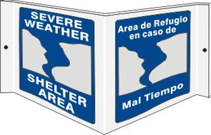 Severe Weather Shelter Area Bilingual Wall Projection Standard and Glow | PWS-71