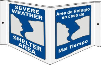 Severe Weather Shelter Area Bilingual Wall Projection Standard and Glow | PWS-71
