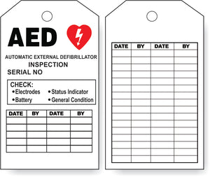 AED Automated External Defibrillator Safety Tags | AED